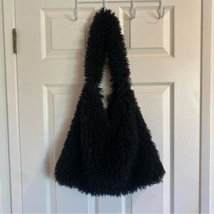 Black Fuzzy Tote Bag